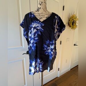 Simply Vera Vera Wang Black and Blue Patterned Blouse